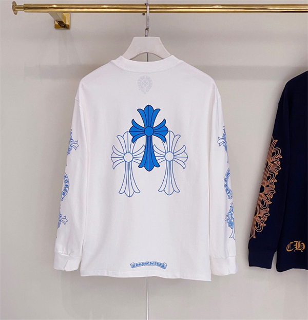 SS26 Chrome Hearts♥クロムハーツ  長袖ｔシャツコピーユニセックス ホワイト×ブルー コントラストカラー