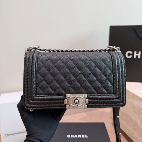 ボーイデザイン CHANEL激安 チェーンショルダーバッグ シャネル キャビア調レザー ダブルC金具