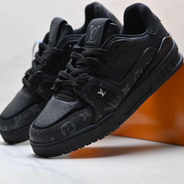 レザーコンビ スニーカー ルイ・ヴィトン Trainer Low 激安 モノグラムパネル Louis Vuitton ローカット ボリュームソール