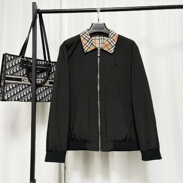 レトロチェック襟 ハリントンジャケット BURBERRY フルジップ バーバリー 激安 シンプル通勤アウター