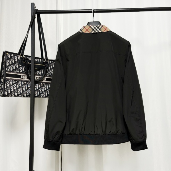 レトロチェック襟 ハリントンジャケット BURBERRY フルジップ バーバリー 激安 シンプル通勤アウター