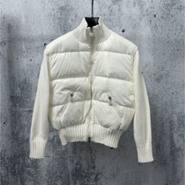 リブ襟映え ニット切替 ショート丈 MONCLER モンクレール コピー レディースダウンジャケット フェミニンカジュアル