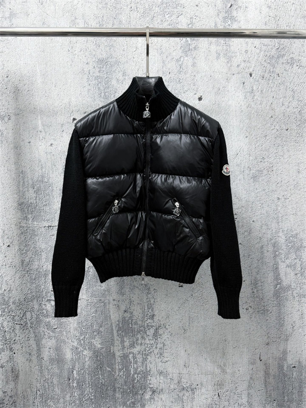 リブ襟映え ニット切替 ショート丈 MONCLER モンクレール コピー レディースダウンジャケット フェミニンカジュアル