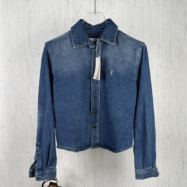 フレンチカジュアル ショート丈 SAINT LAURENT サンローラン コピー レディースデニムシャツ レディースカジュアル