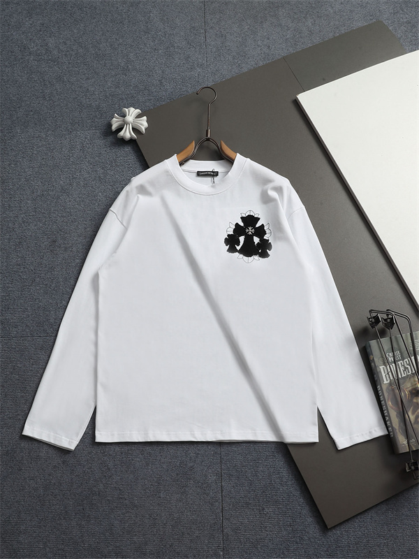 人気上昇 胸元アクセント バックロゴ Chrome Hearts クロムハーツ コピー 長袖Tシャツ デイリーカジュアル