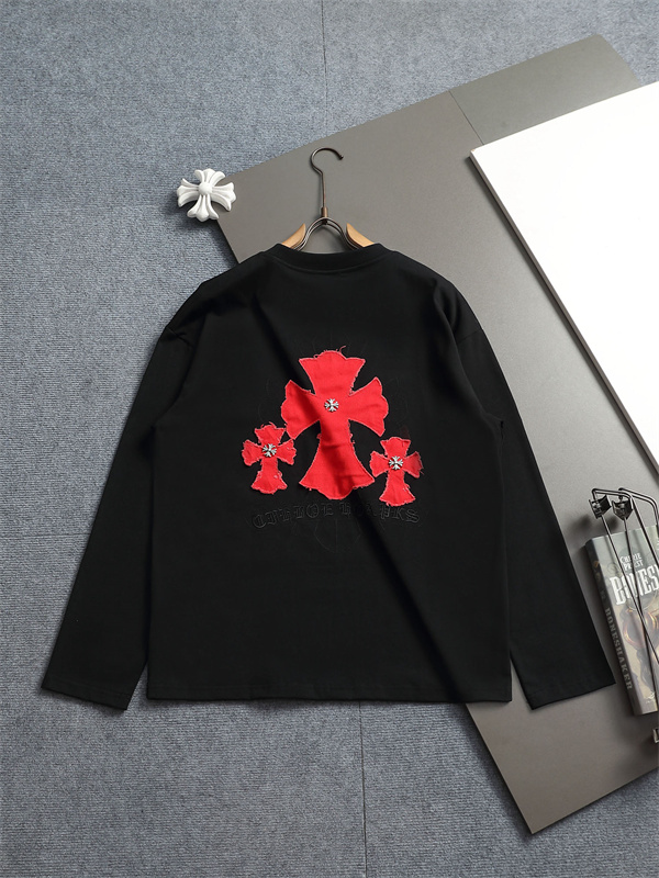 人気上昇 胸元アクセント バックロゴ Chrome Hearts クロムハーツ コピー 長袖Tシャツ デイリーカジュアル