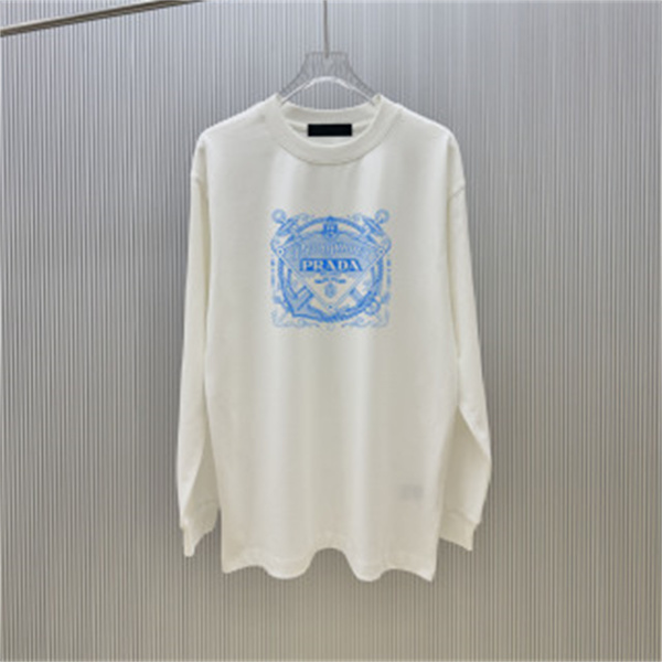 レトロムード エンブレムグラフィック PRADA プラダ コピー 長袖Tシャツ メンズカジュアル