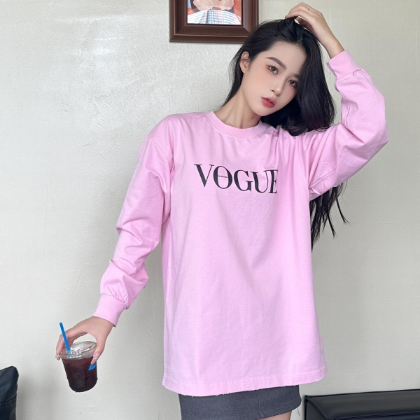 ウォッシュ加工 長袖Tシャツ バレンシアガ激安 VOGUEコラボ 背面ヴァンドーム広場グラフィック