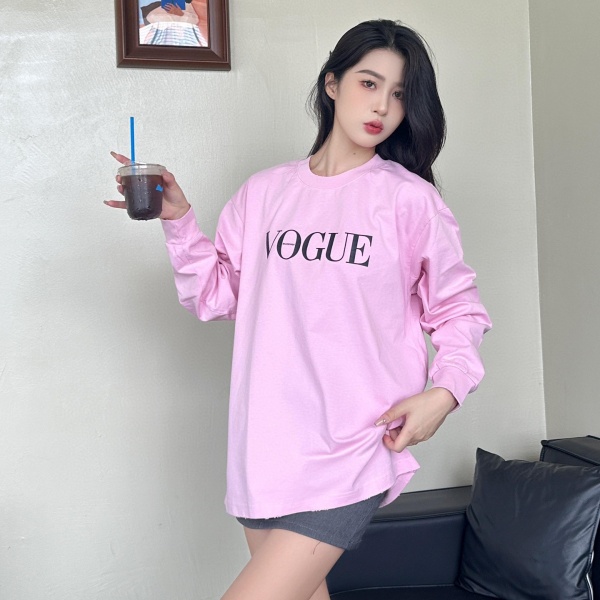 ウォッシュ加工 長袖Tシャツ バレンシアガ激安 VOGUEコラボ 背面ヴァンドーム広場グラフィック