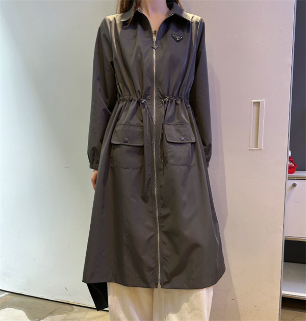 PRADA♥プラダジャケットコピー ドローストリングウエスト スタイリッシュ上品なロングアウター