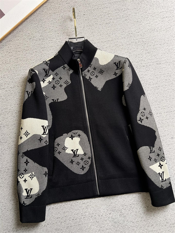 アートカモ モノグラム柄 LOUIS VUITTON ルイヴィトン コピー ニットブルゾン メンズモード