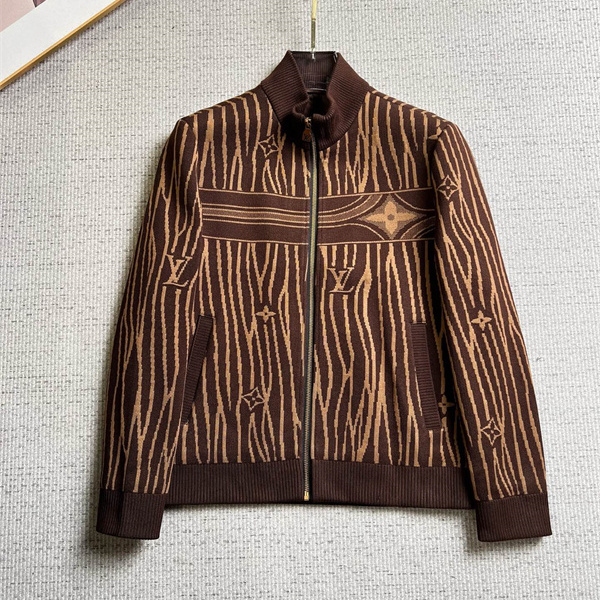 木目モノグラム スタンドカラー LOUIS VUITTON ルイヴィトン コピー ニットブルゾン メンズアート
