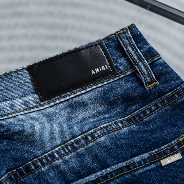 AMIRI アミリ コピー ペイントスプラッシュ ダメージ加工 スリムデニムパンツ ブルー ユニセックス