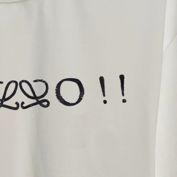 LOEWE ロエベ コピー クルーネック 長袖Tシャツ フロントレタリングプリント ブラック ユニセックス
