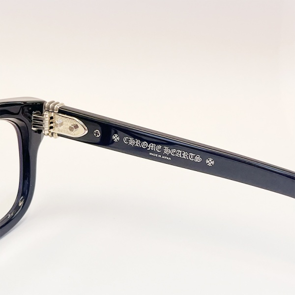 Chrome Hearts クロムハーツ コピー クロスモチーフ スクエアフレーム メガネ ブラック シルバーディテール ユニセックス