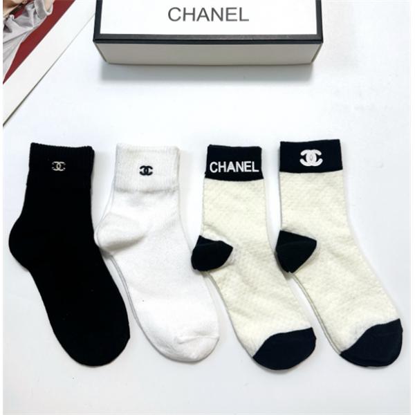 4点セット★CHANEL シャネルソックス コピーレディース 綿混 カジュアル デイリー用 吸湿発汗