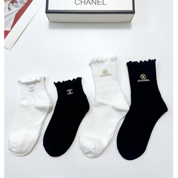 お洒落★CHANEL シャネル靴下 コピーむくみ対策 立ち仕事向け 女性用 4足セット