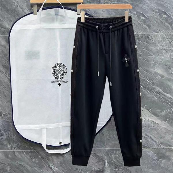 メッシュ切替 シルバーボタン ブラック CHROME HEARTS クロムハーツ コピー スウェットパンツ ダークストリート