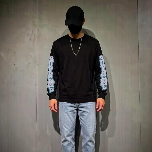 袖グラフィック 長袖Tシャツ Supreme激安 クラック風レタリング オーバーシルエット シュプリーム ストリート