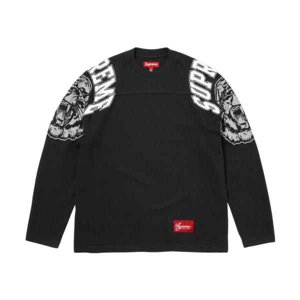 マスコットタイガー 長袖Tシャツ Supreme激安 66ナンバープリント シュプリーム フットボールデザイン ストリート