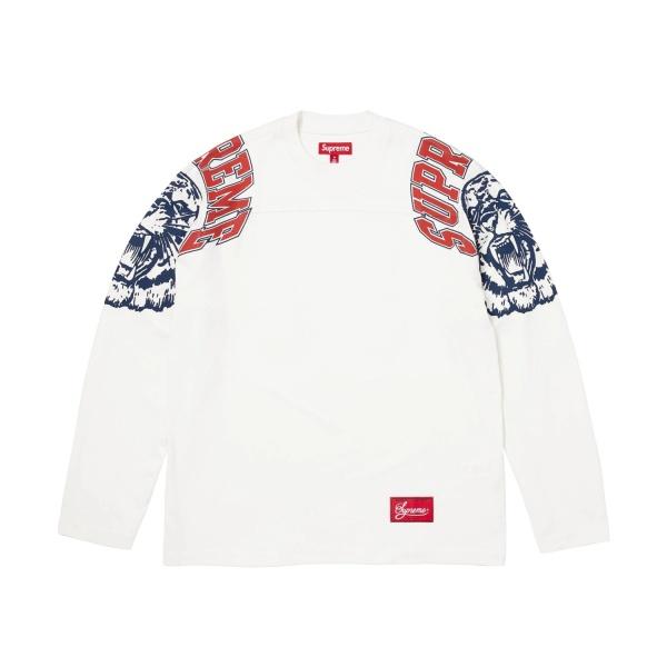 マスコットタイガー 長袖Tシャツ Supreme激安 66ナンバープリント シュプリーム フットボールデザイン ストリート