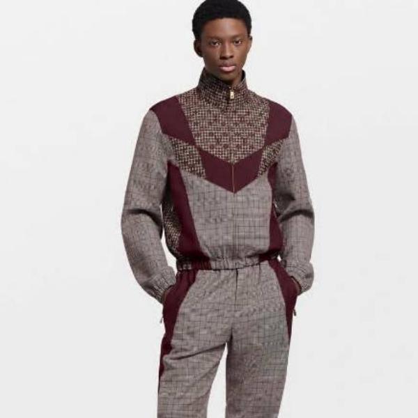 レトロチェック ルイ・ヴィトン激安 配色切替 LOUIS VUITTON ハーフジップ トラックセットアップ
