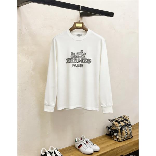 キャリッジグラフィック クラシックモチーフ HERMÈS エルメス コピー 長袖Tシャツ レトロカレッジ