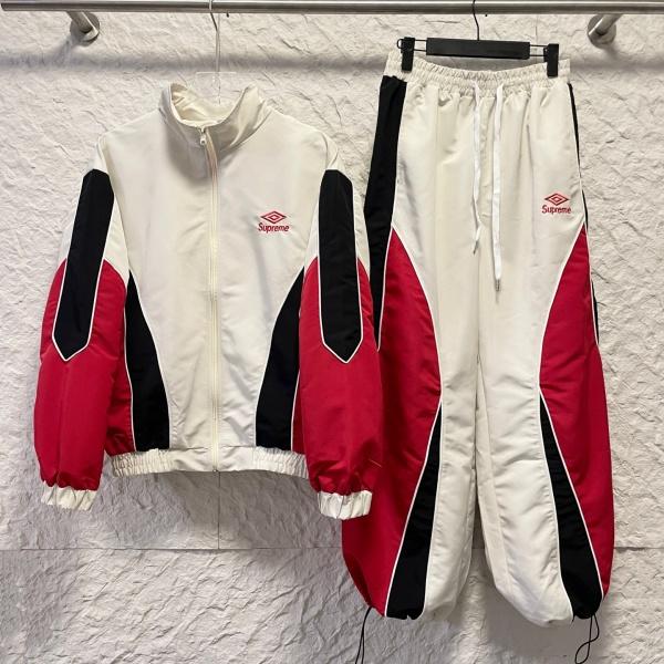 カラーブロック Supreme激安 トラックセットアップ アンブロ 刺繍ディテール シュプリーム ワイドシルエット Umbro