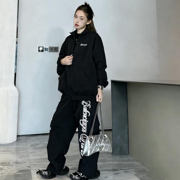 OSワイドシルエット トラックセットアップ BALENCIAGA 激安 筆記体刺繍 バレンシアガ スタンドカラー サイドポケット ストリート