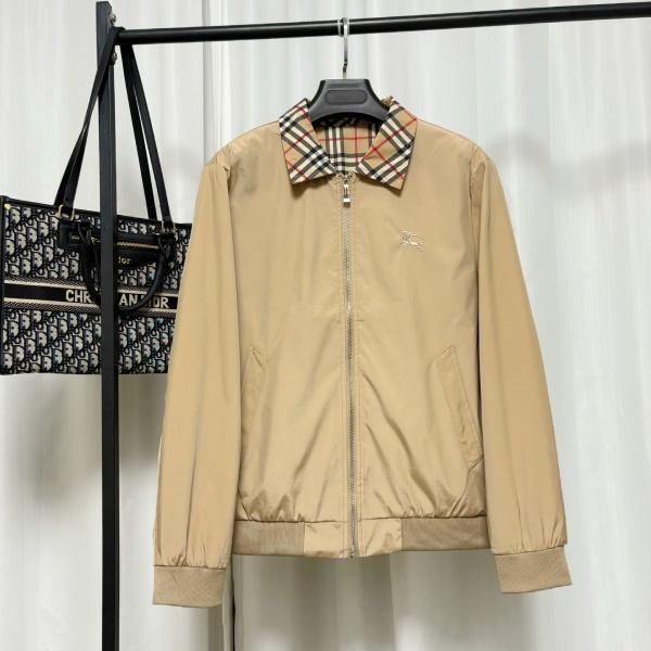 レトロチェック襟 ハリントンジャケット BURBERRY フルジップ バーバリー 激安 シンプル通勤アウター
