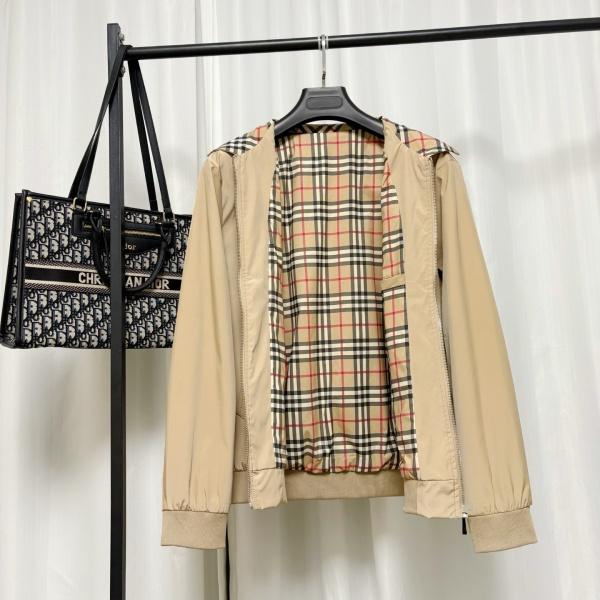 レトロチェック襟 ハリントンジャケット BURBERRY フルジップ バーバリー 激安 シンプル通勤アウター