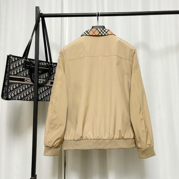 レトロチェック襟 ハリントンジャケット BURBERRY フルジップ バーバリー 激安 シンプル通勤アウター