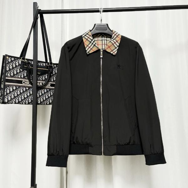 レトロチェック襟 ハリントンジャケット BURBERRY フルジップ バーバリー 激安 シンプル通勤アウター