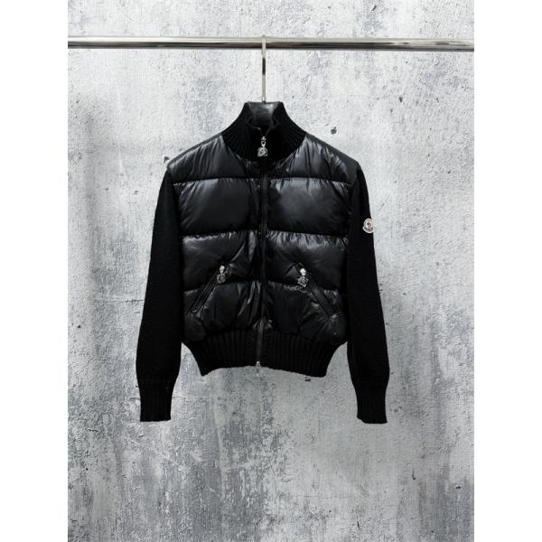 リブ襟映え ニット切替 ショート丈 MONCLER モンクレール コピー レディースダウンジャケット フェミニンカジュアル