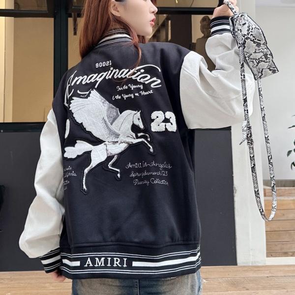 ペガサス刺繍スタジャン アミリ 激安 AMIRI 配色スリーブ 新作注目