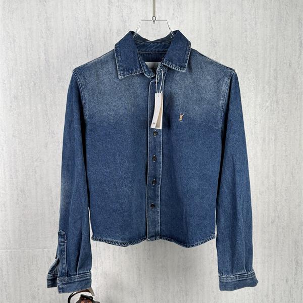 フレンチカジュアル ショート丈 SAINT LAURENT サンローラン コピー レディースデニムシャツ レディースカジュアル