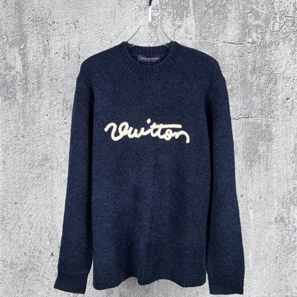 スクリプトモチーフ 都会派ニット LOUIS VUITTON ルイヴィトン コピー クルーネックセーター メンズアーバン