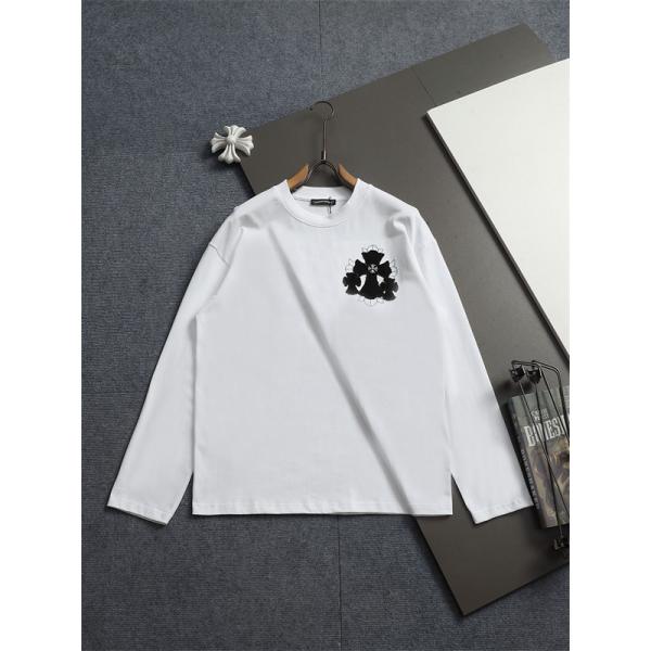 人気上昇 胸元アクセント バックロゴ Chrome Hearts クロムハーツ コピー 長袖Tシャツ デイリーカジュアル