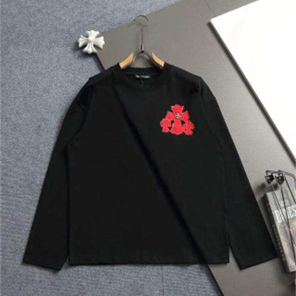 人気上昇 胸元アクセント バックロゴ Chrome Hearts クロムハーツ コピー 長袖Tシャツ デイリーカジュアル