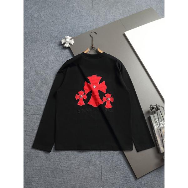 人気上昇 胸元アクセント バックロゴ Chrome Hearts クロムハーツ コピー 長袖Tシャツ デイリーカジュアル