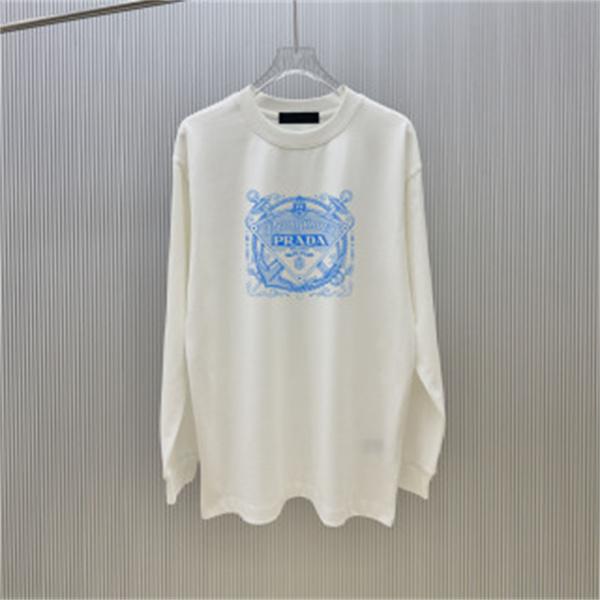 レトロムード エンブレムグラフィック PRADA プラダ コピー 長袖Tシャツ メンズカジュアル
