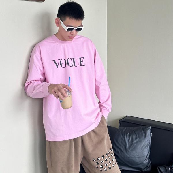 ウォッシュ加工 長袖Tシャツ バレンシアガ激安 VOGUEコラボ 背面ヴァンドーム広場グラフィック