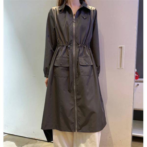 PRADA♥プラダジャケットコピー ドローストリングウエスト スタイリッシュ上品なロングアウター