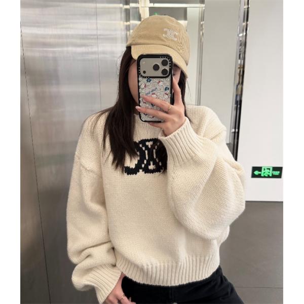 CELINE♥セリーフセーターコピー ショート丈 ニットトップス シンプル 長袖 秋冬 カジュアル