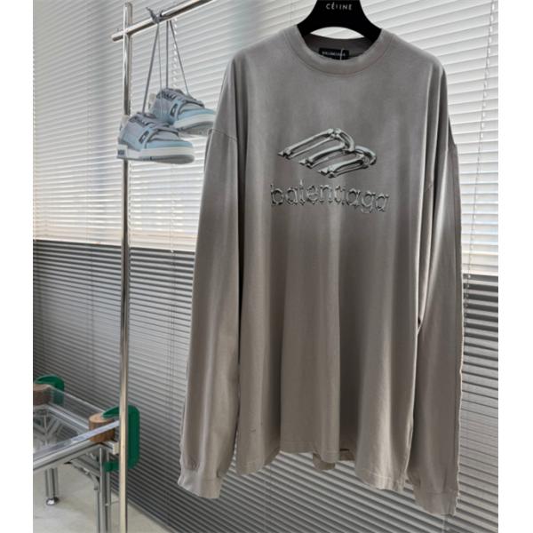 バレンシアガ長袖tシャツコピー新作 メンズ レディース ロングT カットソー ビンテージ ヴィンテージ 加工