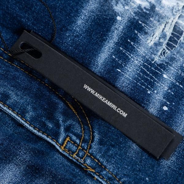 AMIRI アミリ コピー ペイントスプラッシュ ダメージ加工 スリムデニムパンツ ブルー ユニセックス