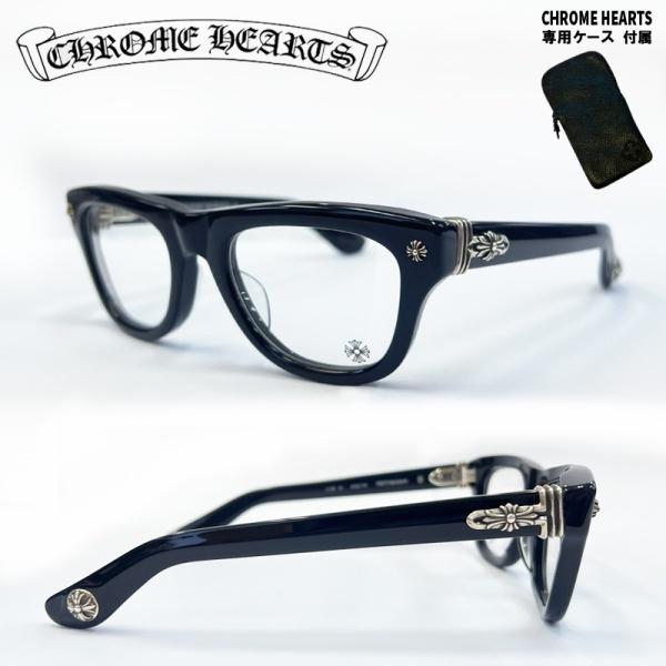 Chrome Hearts クロムハーツ コピー クロスモチーフ スクエアフレーム メガネ ブラック シルバーディテール ユニセックス