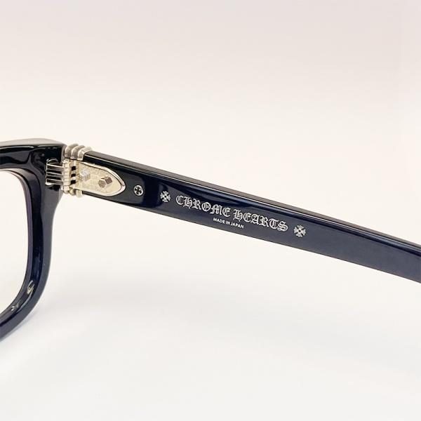 Chrome Hearts クロムハーツ コピー クロスモチーフ スクエアフレーム メガネ ブラック シルバーディテール ユニセックス