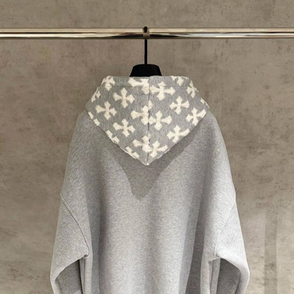 クロス柄 ジップパーカー CHROME HEARTS クロムハーツ コピー グレー フーディー 秋冬