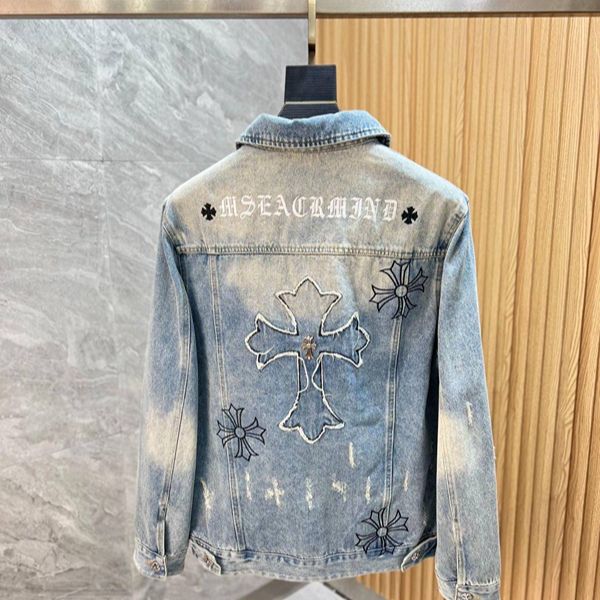 クロスデザイン ライトブルー CHROME HEARTS クロムハーツ コピー デニムジャケット メンズロック
